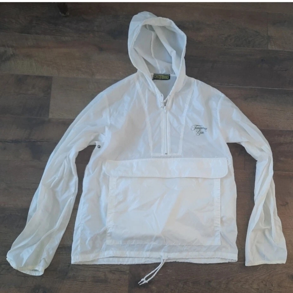 VTG Tanqueray Gin Promo Jac A Bag Windbreaker Hoodie Jacket / Tote White Nylon